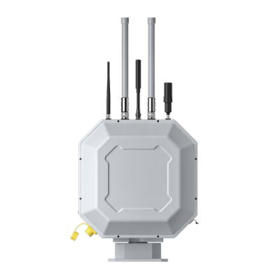 Integrated unmanned aerial vehicle interference shielding device, featuring detection, intervention and deception functions (rotating platform version)